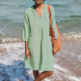 Robe chemise unie avec poche