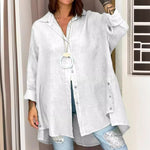 Chemise décontractée en lin de couleur unie