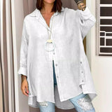 Chemise décontractée en lin de couleur unie