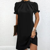 Robe mi-longue à manches lanterne