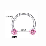 Bague en zircone en forme de fer à cheval avec barres filetées pour piercings