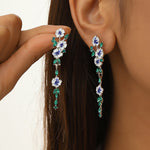 Boucles d'oreilles en chaîne à fleurs bleues