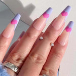 Ongles violets à motif de cœur de style ballet(24pièces)