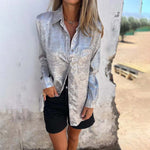 Chemise unie brillante pour femmes