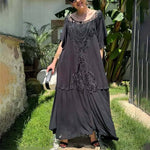Robe à ourlet en dentelle et patchwork