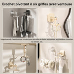 Crochet pivotant à six griffes à ventouse