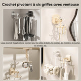Crochet pivotant à six griffes à ventouse
