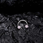 Bague en zircone en forme de fer à cheval avec barres filetées pour piercings