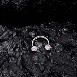 Bague en zircone en forme de fer à cheval avec barres filetées pour piercings