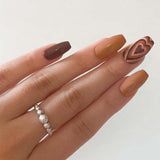 Ongles pressés à cœur brun(24 pièces)