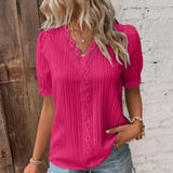 Chemise Elégante en Dentelle à col en V