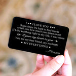 " I LOVE YOU " Carte métal gravée pour portefeuille