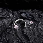Bague en zircone en forme de fer à cheval avec barres filetées pour piercings