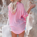 Chemise de couleur bonbon Chemise à large poche de mode