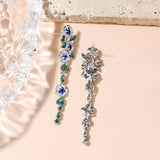 Boucles d'oreilles en chaîne à fleurs bleues