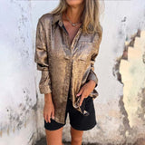 Chemise unie brillante pour femmes