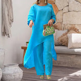 Ensemble haut et pantalon irrégulier avec jambes larges