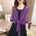 Cardigan scintillant en tissu fin de soie