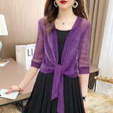 Cardigan scintillant en tissu fin de soie