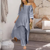 Ensemble haut et pantalon irrégulier avec jambes larges