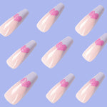 Ongles violets à motif de cœur de style ballet(24pièces)