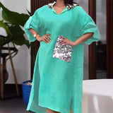 Robe à capuche à paillettes en écailles de poisson