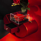 Coffret Pomme Rouge Avec Rose Eternelle Et Collier