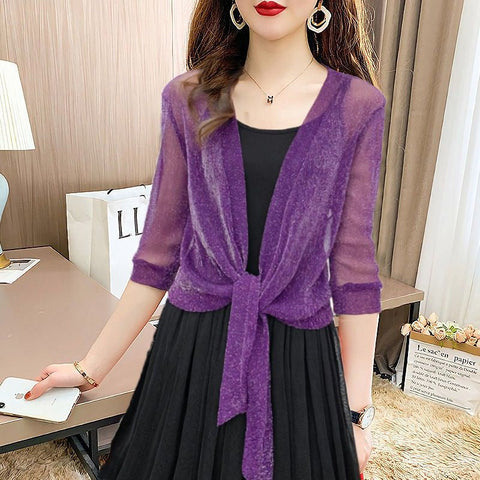 Cardigan scintillant en tissu fin de soie