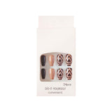 Ongles pressés à cœur brun(24 pièces)