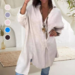 Chemise décontractée en coton lin fendu