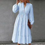 Robe à Manches Longues avec Imprimé Rayé