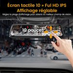 10 » Mirror Dash Cam Caméra avant et arrière Vision nocturne 1080P Touch Screen Car Recorder