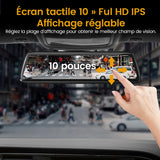 10 » Mirror Dash Cam Caméra avant et arrière Vision nocturne 1080P Touch Screen Car Recorder
