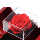 Coffret Pomme Rouge Avec Rose Eternelle Et Collier