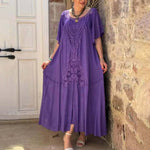 Robe à ourlet en dentelle et patchwork