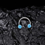 Bague en zircone en forme de fer à cheval avec barres filetées pour piercings