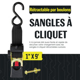 Sangles d'arrimage à cliquet rétractables