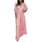 Combinaisons Kimono Col en V à Imprimé Géométrique