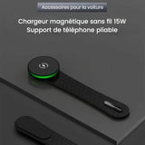 Chargeur sans fil magnétique pliable 2 en 1 pour voiture