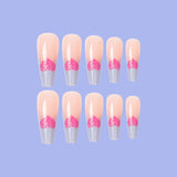 Ongles violets à motif de cœur de style ballet(24pièces)