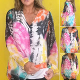 Top décontracté à col en V Tie-dye