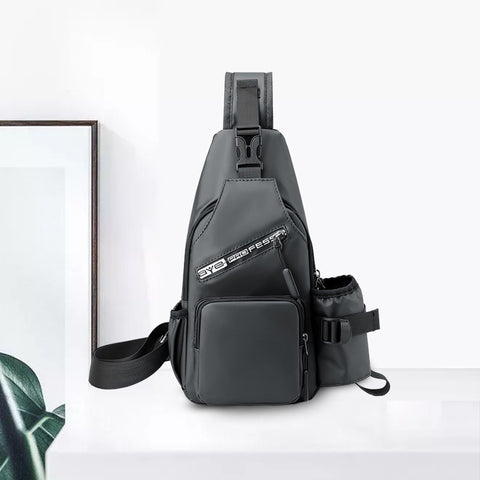 Sac de poitrine pour bouteille d'eau en film de cuir pour hommes