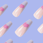Ongles violets à motif de cœur de style ballet(24pièces)
