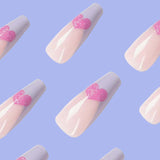 Ongles violets à motif de cœur de style ballet(24pièces)