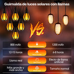 Guirnalda luminosa solar Sakerplus con llamas parpadeantes