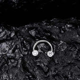 Bague en zircone en forme de fer à cheval avec barres filetées pour piercings