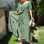 Robe à ourlet en dentelle et patchwork