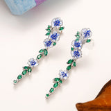 Boucles d'oreilles en chaîne à fleurs bleues
