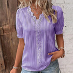 Chemise Elégante en Dentelle à col en V