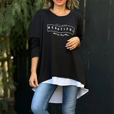 Lettre Col rond Faux T-Shirt deux pièces